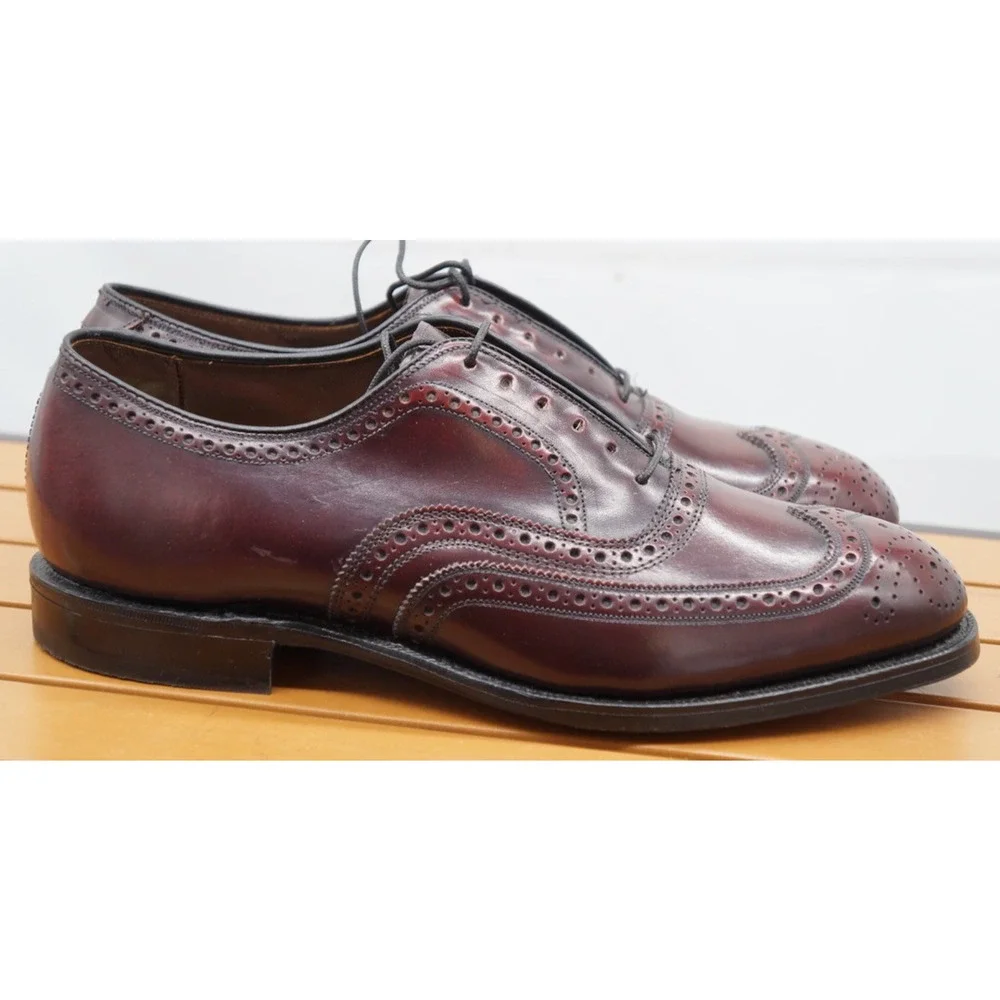 NEW Vtg. Johnston & Murphy Aristocraft Burgundy Oxford Wingtip Sz 8 E/C